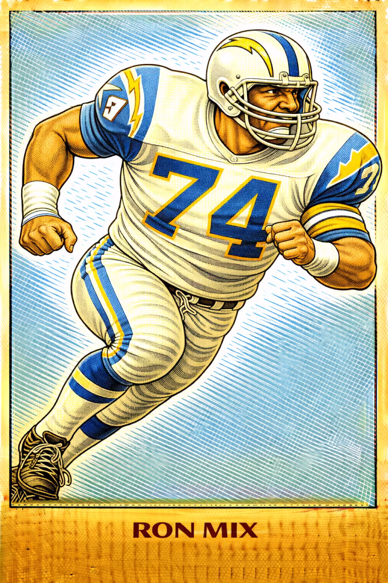 AI image of a football player wearing an Chargers jersey 74 in an action pose