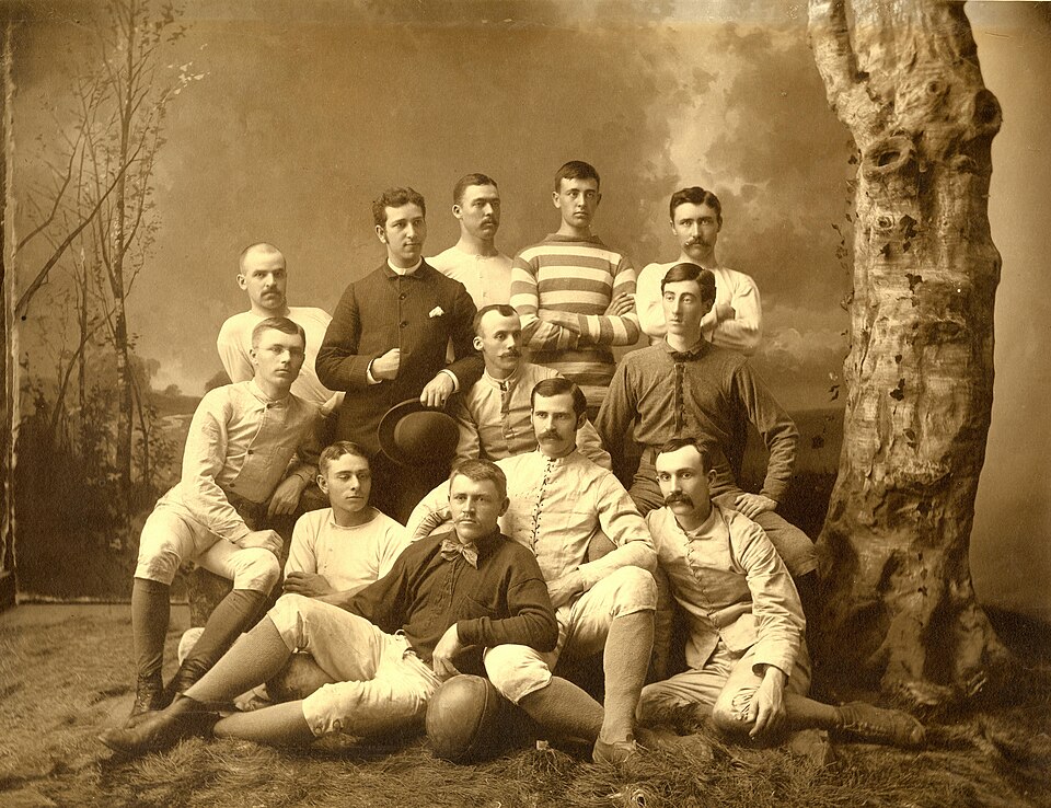 Vintage black and white team photo of the 1884 Michigan football team