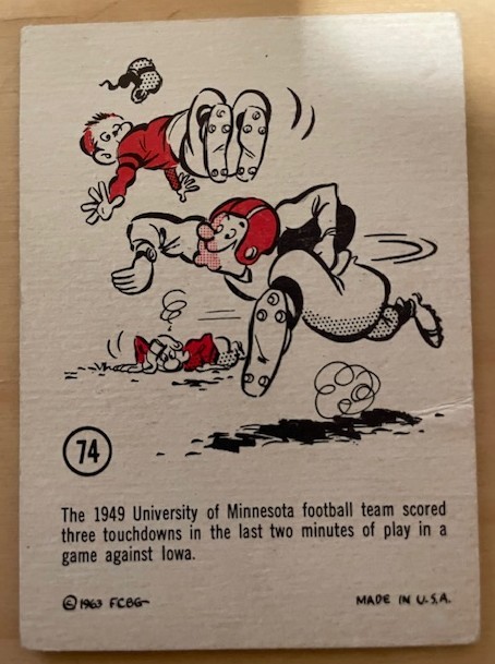 Color cartoon image of a fun fact, 1963 Fun Cards By Gad - U of Minnesota.