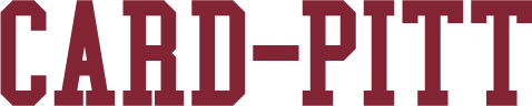 Maroon type set logo of Card-Pitt