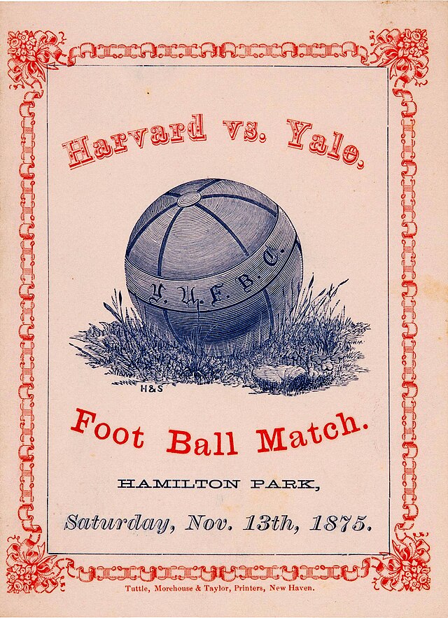 Tan-colored vintage program for the first Yale - Harvard game