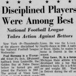 Black and white newspaper clipping on Karras and Hornungs suspension from NFL in the Lincoln Evening Journal Lincoln, Nebraska · Wednesday, April 17, 1963