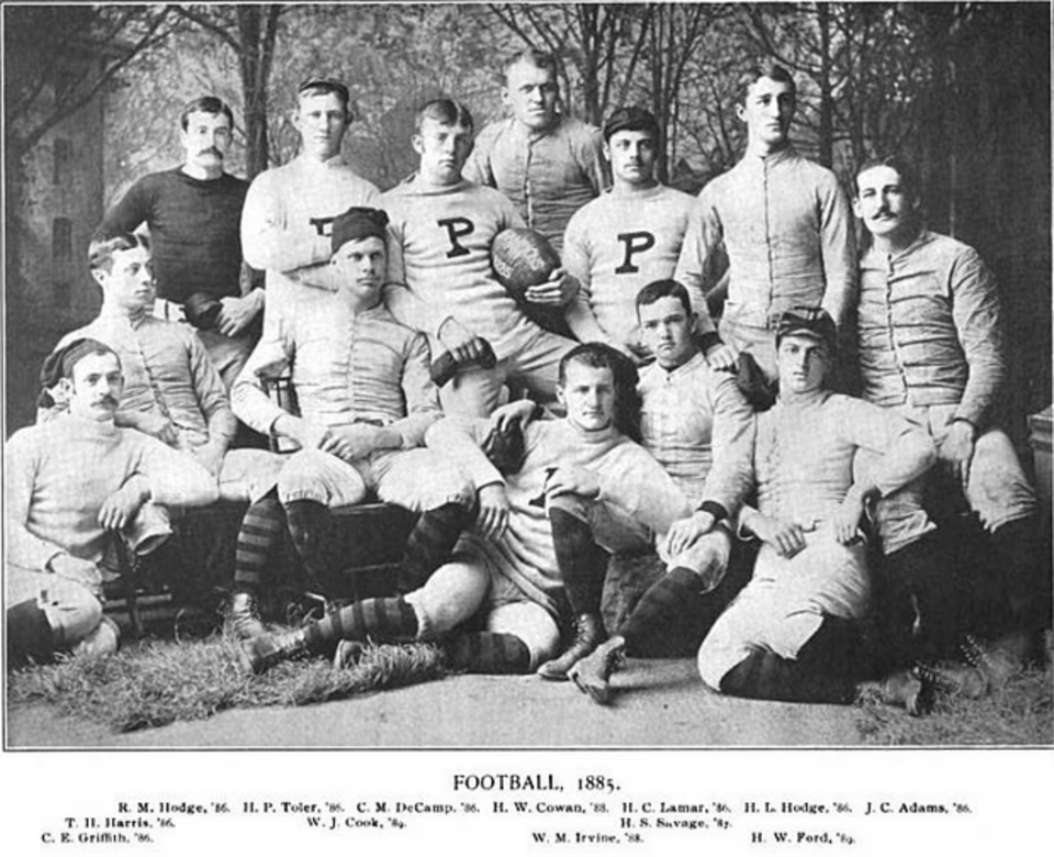 Vintage black and white image of 1885 Princeton football team