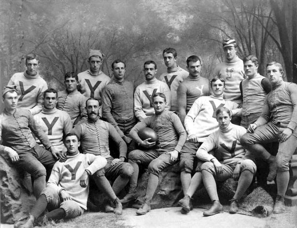 Vintage black and white team photo of the 1887 Yale Bulldogs.
