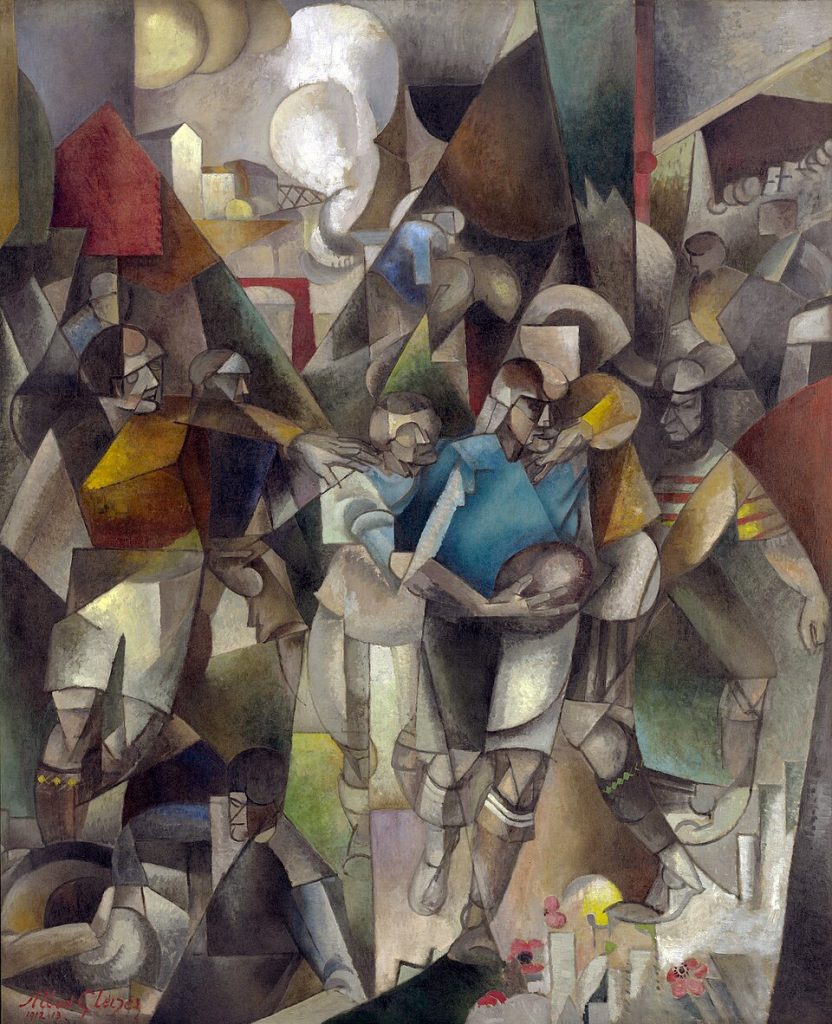 color abstract art of football players
