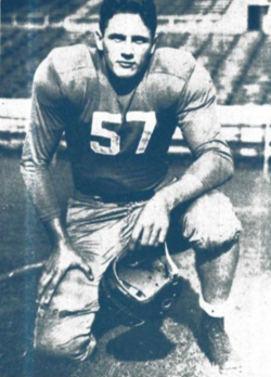 Vintage black and white cropped team image of Bob Davis, a player for the Georgia Tech Yellow Jackets football team, pictured circa 1946