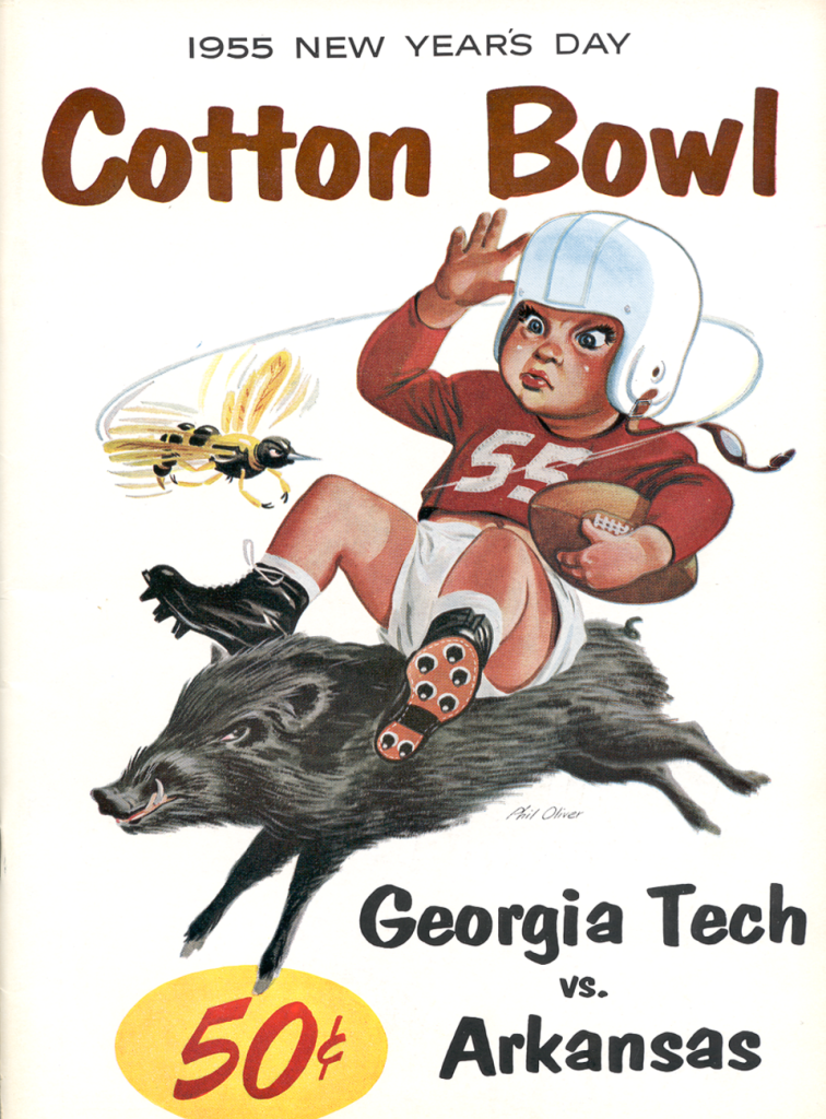 Vintage 1955 game day program cover of The Matchday programme available at the Cotton Bowl Classic.