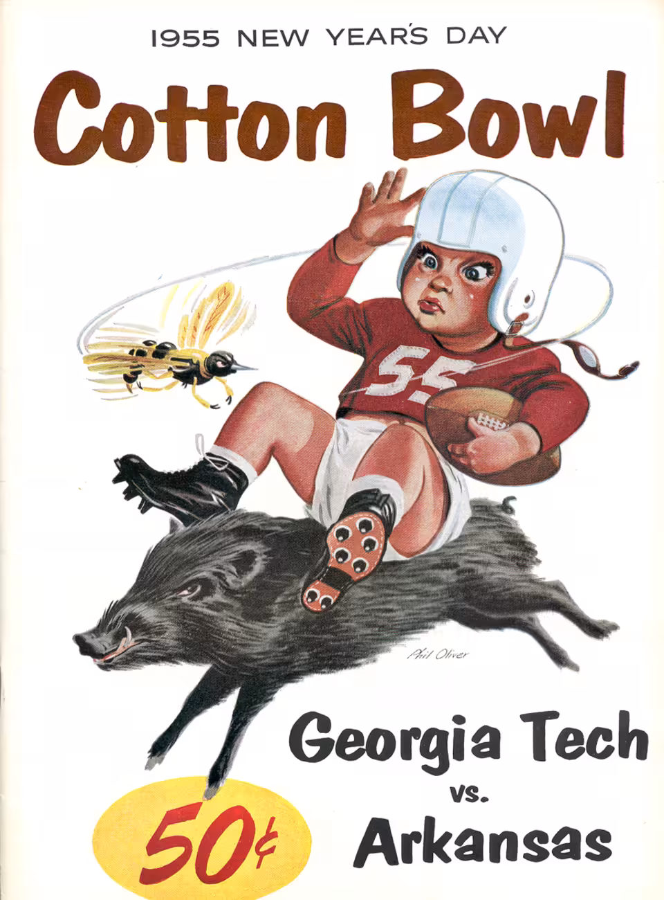 Vintage 1955 game day program cover of The Matchday programme available at the Cotton Bowl Classic.