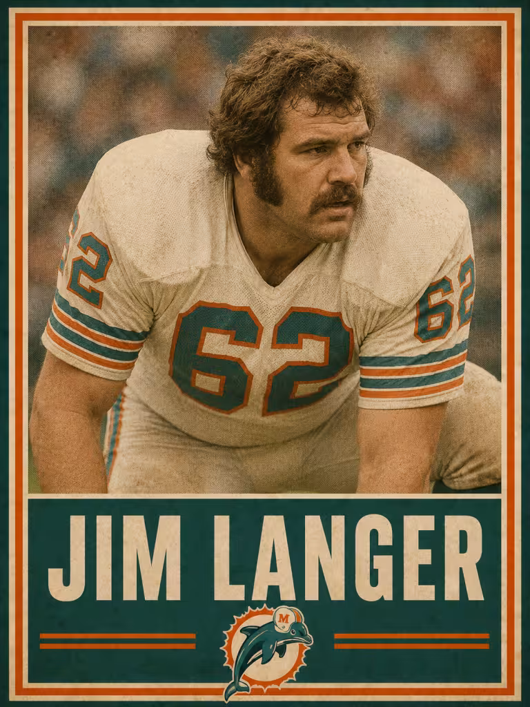 Jim Langer Center Miami Dolphins 1970 1979