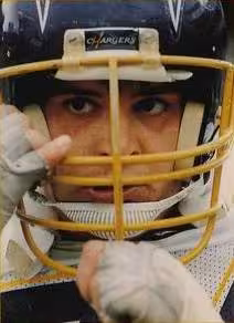 Color cropped image of Jim Lachey in a chargers helmet