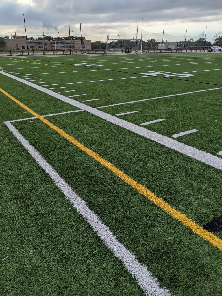 iMAGE OF A COLOR aMERICAN FOOTBALL FIELD MARKINGS