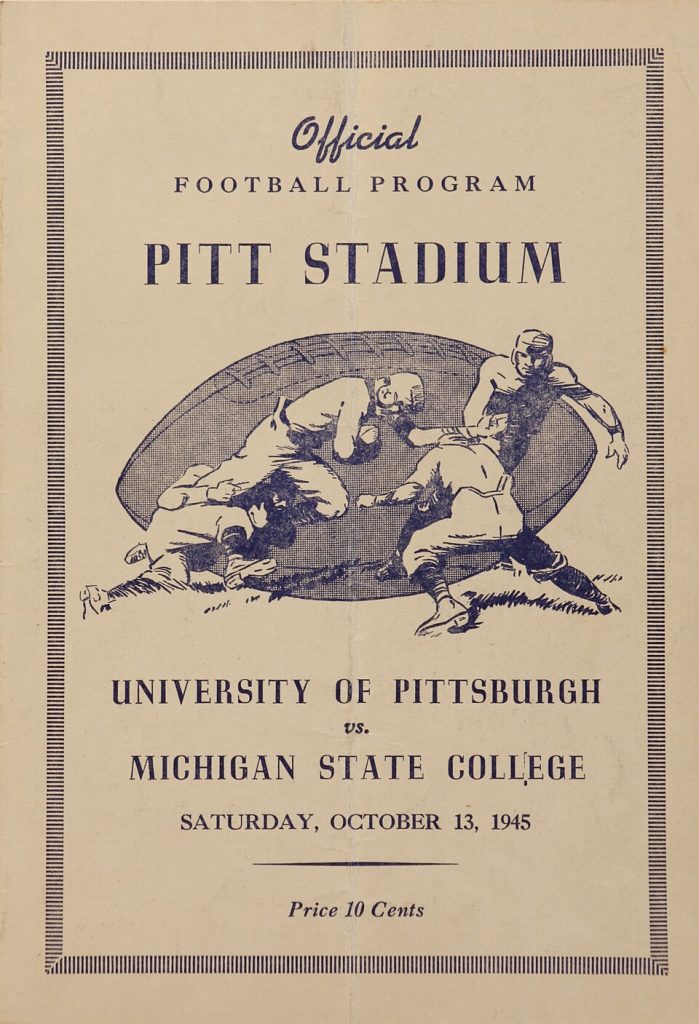 October 13, 1945 Michigan State College versus University of Pittsburgh souvenir football program cover photo