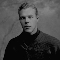 Vintage black and white publicity photo of Ted Coy, from a photograph, courtesy of Yale Athletic Association