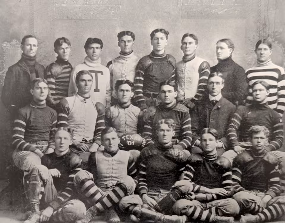 Vintage black and white team photo of Photograph of the 1901 University of Texas "Varsity" football team