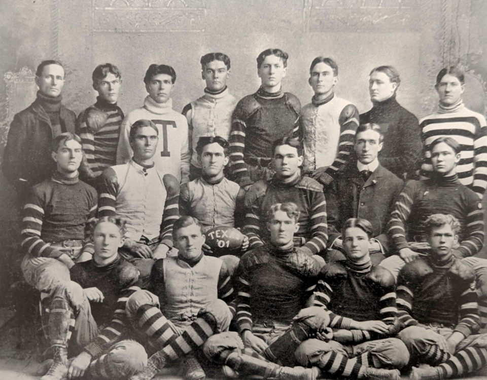 Vintage black and white team photo of Photograph of the 1901 University of Texas "Varsity" football team