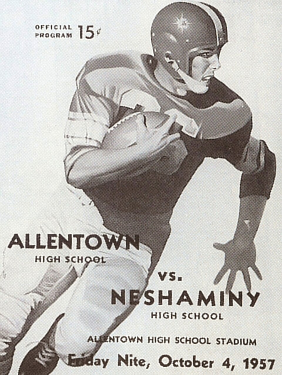 Black and white 1957 - Allentown vs Neshaminy - Football Program - 4 Oct