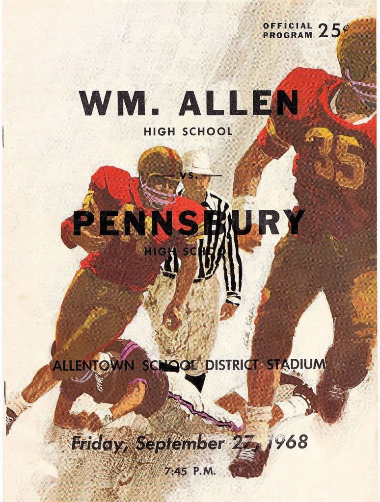 Full color high school football program cover of Pennsbury vs William Allen High School Football Program - Allentown PA