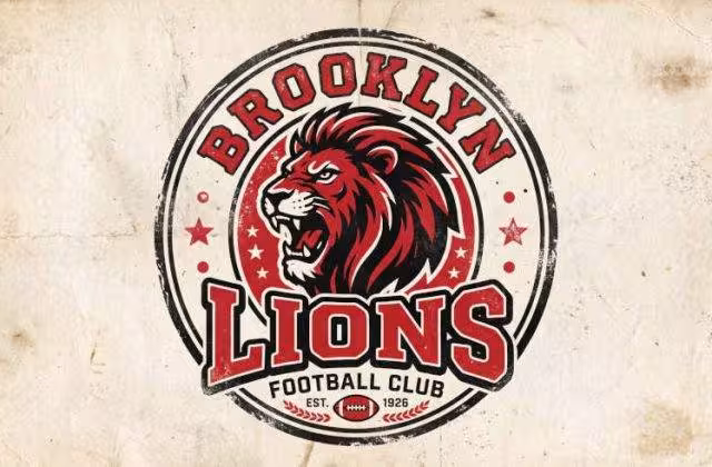 AI-created image of our interpretation of what a Brooklyn Lions logo could have been, since we do not have access to one to use.