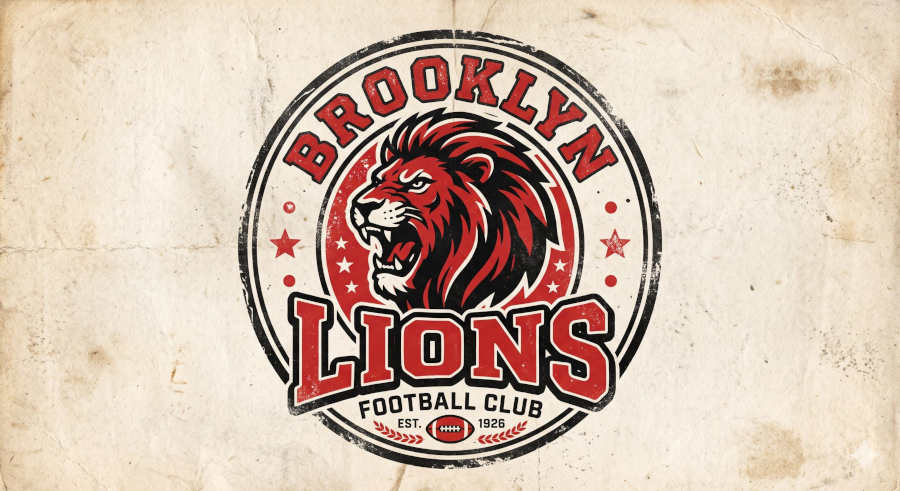 AI-created image of our interpretation of what a Brooklyn Lions logo could have been, since we do not have access to one to use.