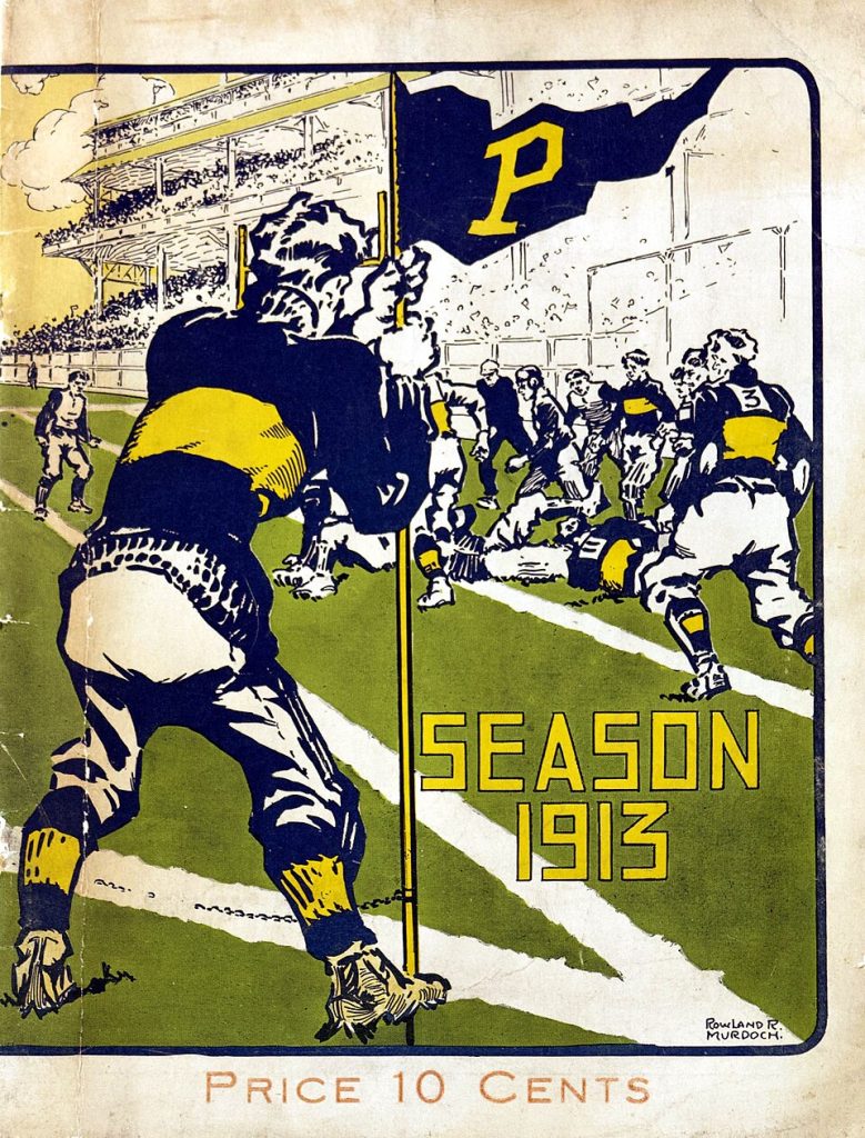 Color hand drawn Cover photo of the 1913 University of Pittsburgh Football Year Book Game Day Program Rowland R. Murdoch (1876–1917)