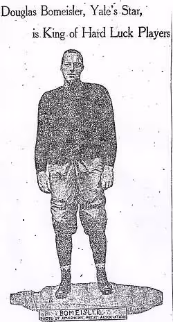 Full body, black and white grainy, Newspaper Image of Doug Bomeisler circa 1912.
