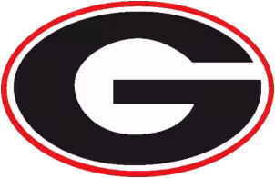 Georgia Bulldogs football helmet logo "G" in black and red