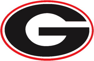 Georgia Bulldogs football helmet logo "G" in black and red