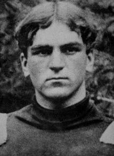 Vintage black and white cropped head shot from a team photo centered on Hunter Carpenter at Virginia Tech circa 1902.