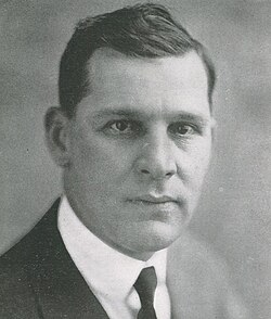 Black and white vintage year book head shot of Maulbetsch pictured in The Redskin 1923, Oklahoma A&M yearbook