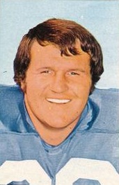 Full color publicity head shot of Steve DeLong in 1971 wearing his San Diego powder Blue jersey.