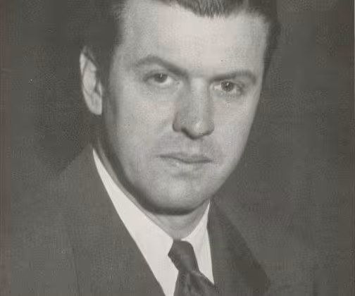 Vintage black and white yearbook photo of Pitt Panthers football coach Wesley Fesler.