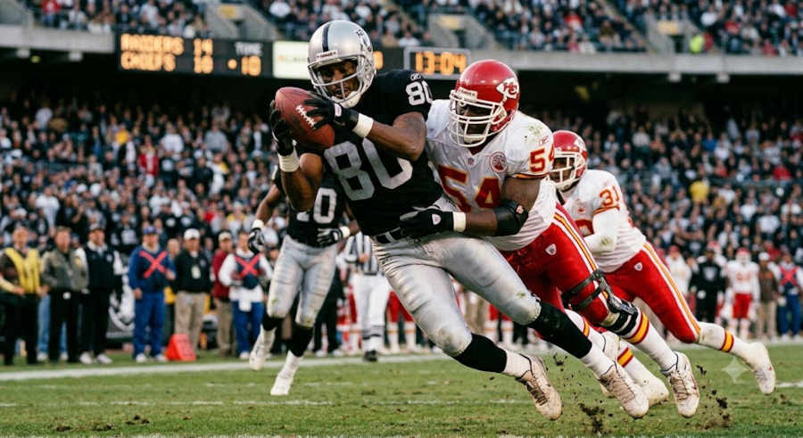 AI-created image of American football action in 2000 having any player gear shown being period correct and verified