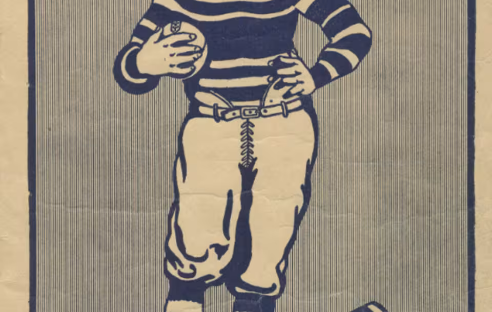 Vintage black and white program cover of Game program cover of a 1925 from a matchup between Baltimore City College and Baltimore Polytechnic Institute