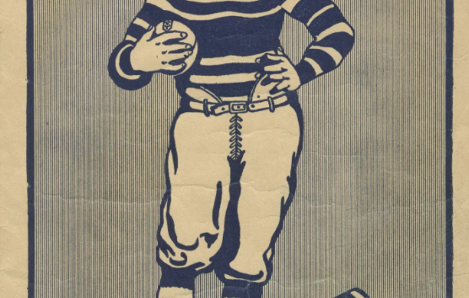 Vintage black and white program cover of Game program cover of a 1925 from a matchup between Baltimore City College and Baltimore Polytechnic Institute