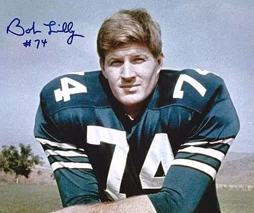 Full color publicity image of Autographed photo of Bob Lilly, an american football player during his tenure with the Dallas Cowboys.