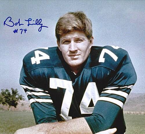 Full color publicity image of Autographed photo of Bob Lilly, an american football player during his tenure with the Dallas Cowboys.