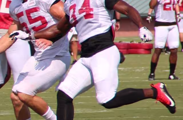 Full color game day image of Brian Poole in 2016, of the Atlanta Falcons.