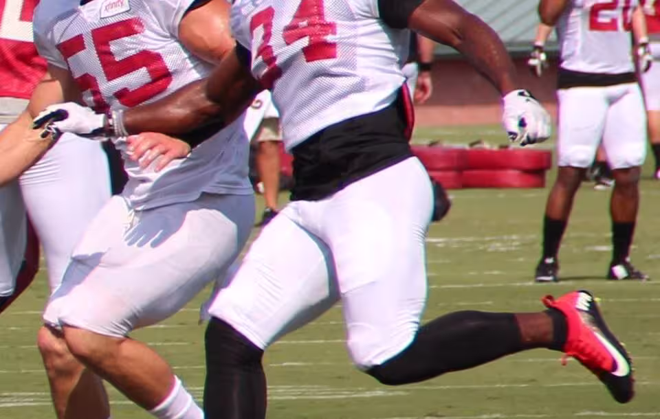 Full color game day image of Brian Poole in 2016, of the Atlanta Falcons.