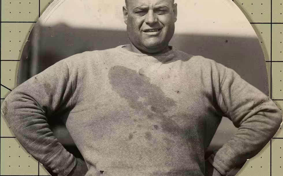 Vintage cropped image of Spears in 1928, set on a greenish-gray background