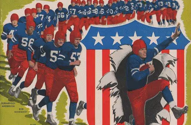 Full color hand drawn watercolor of the Dons-Colts-program from 1947 in the AAFC