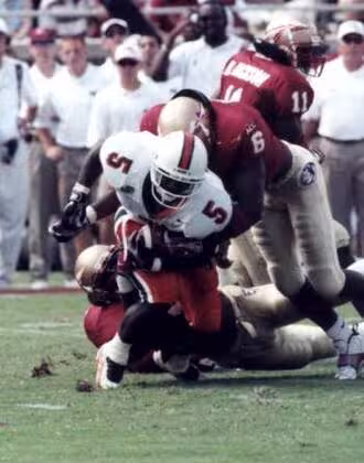 James with the Miami Hurricanes in October 1997