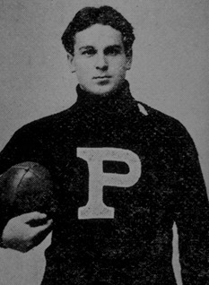 Vintage black and white football pose publicity shot of George H. Brooke