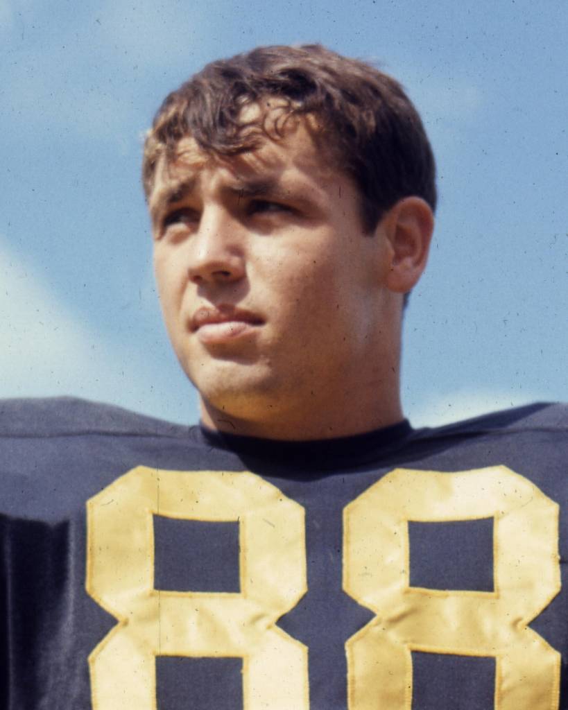 Color publicity head shot photo of Jim Mandich of University of Michigan 1968