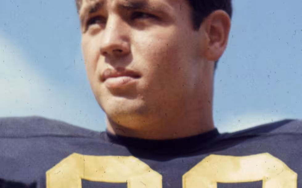 Color publicity head shot photo of Jim Mandich of University of Michigan 1968