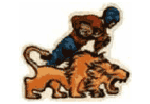 Color rendering of a Lion and a vintage football player making up the Logo of the Detroit Lions (1952–1960)