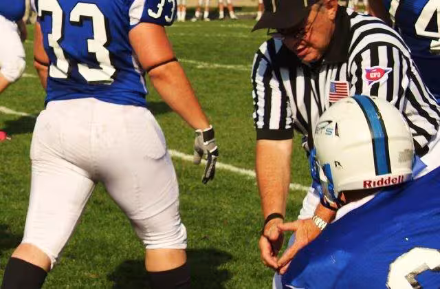 Color photo of Mayville State University Comets football, Mayville, North Dakota, October 9th, 2010. Photo by Photo by Peter Rimar