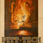 Full color artist rendering of October 27, 1928 Official Souvenir Program for the Pitt versus Carnegie Tech football game Published by the University of Pittsburgh Department of Athletics. Cover illustrated by H. Vollkommer