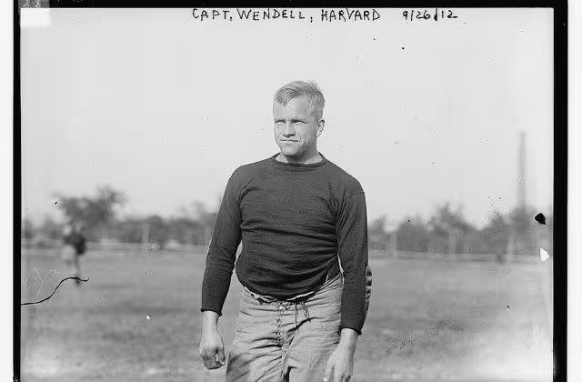 Vintage black and white snap shot photo of Wendell at Harvard in 1912