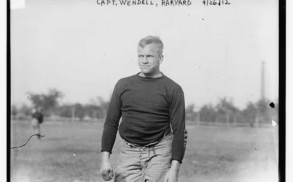 Vintage black and white snap shot photo of Wendell at Harvard in 1912