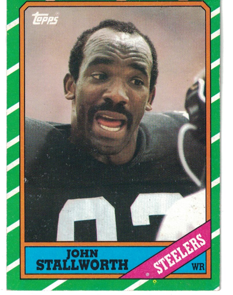 Full color John Stallworth Pittsburgh Steelers Topps football trading card.